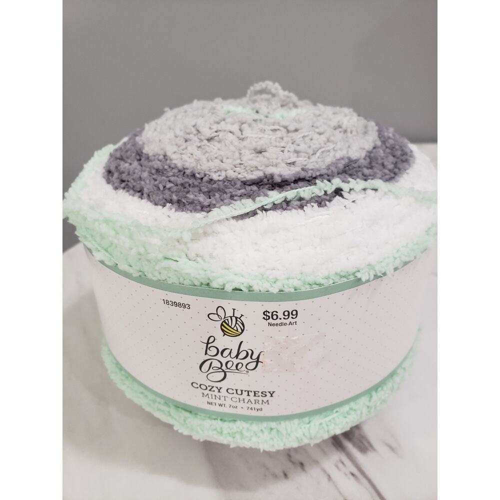 NEW Baby Bee Cozy Cutesy Mint Charm Yarn Knit Crochet Craft RETIRED green grays